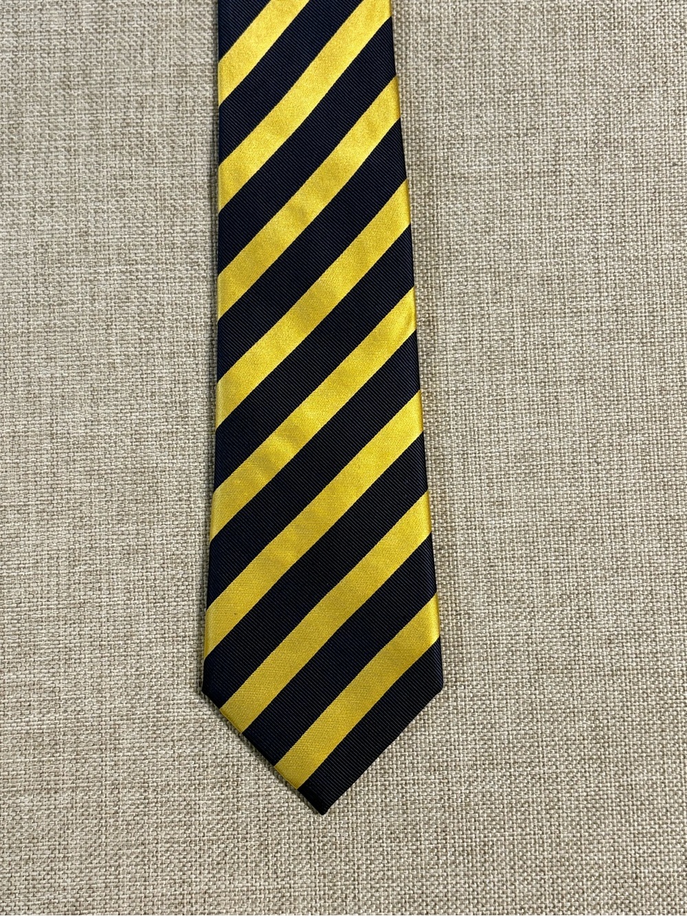 T. Harris London Navy Gold Regimental Stripe Silk Tie Made in England 3.25”